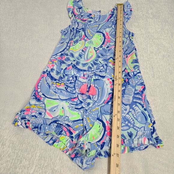 Lilly Pulitzer Oh My Guava blue girls romper Size XL (12-14) beachy resort wear - Picture 8 of 8